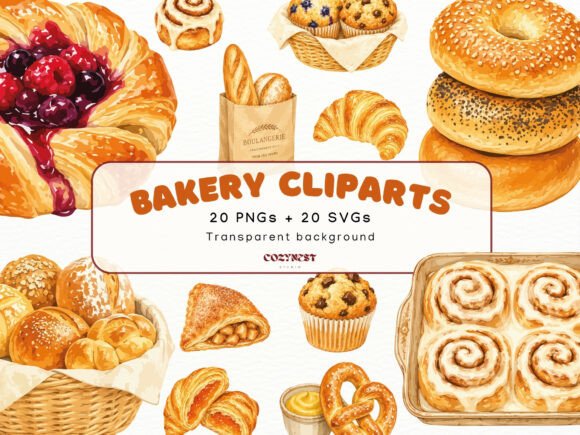 A Baker's Visual Toolkit: Watercolor Pastries Illustrations