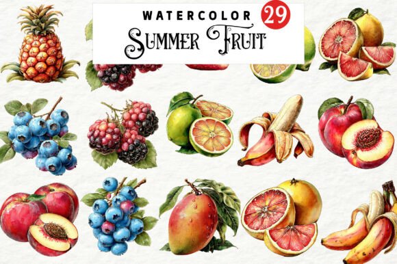 A Designer's Review of Vibrant Watercolor Fruit Graphics