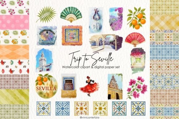 A Designer's Take on Seville Watercolor Clipart
