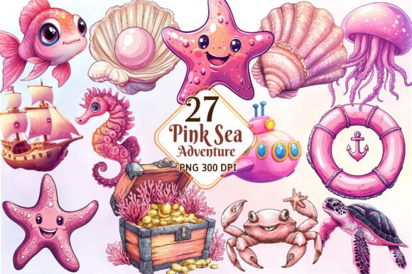 A Designer’s Review: Pink Sea Adventure Clipart in Real Projects