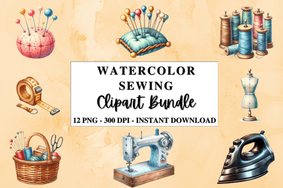 A Graphic Designer's Review of a Watercolor Sewing Clipart Bundle