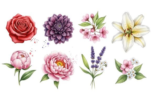 A Watercolor Flower Set for Authentic Brand Graphics