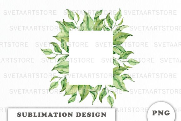 A Watercolor Leaves Frame Graphic for Illustrations & Branding