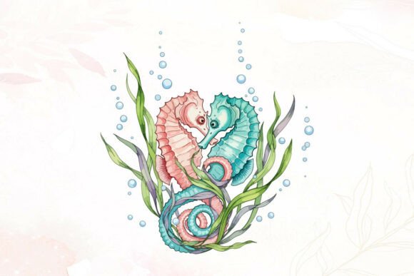 Adding a Romantic Watercolor Seahorse Couple to Your Craft Designs