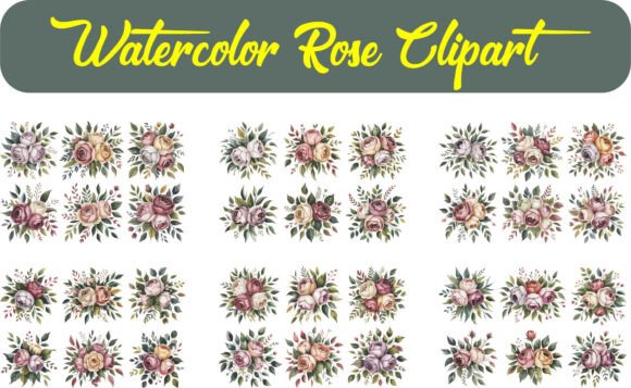 Beautiful Watercolor Rose Clipart for Commercial Graphics & Illustrations