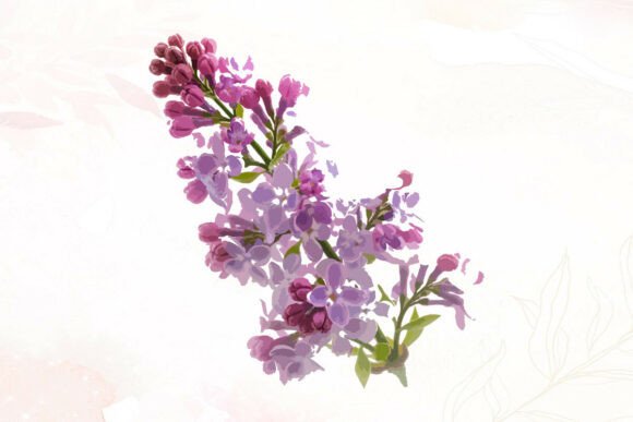 Crafting Elegance with a Lilac Branch Watercolor Graphic