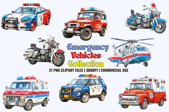 Emergency Vehicles Clipart Graphics for Handmade Businesses