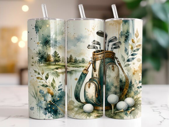 Evaluating Watercolor Golf Course Graphics for Tumbler Wraps