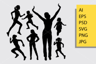 Girl Activity Silhouette Graphics for Creative Illustrations