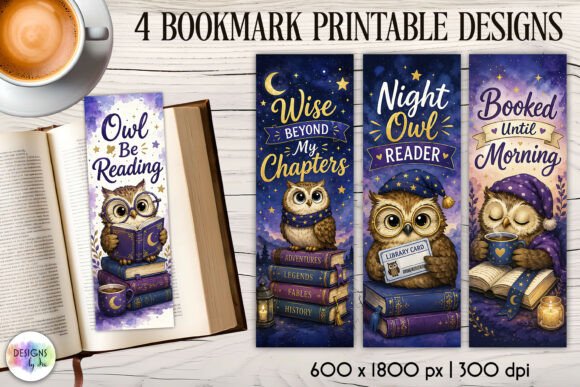 Owl Reader Bookmarks: A Whimsical Graphics Asset for Crafts & Brands