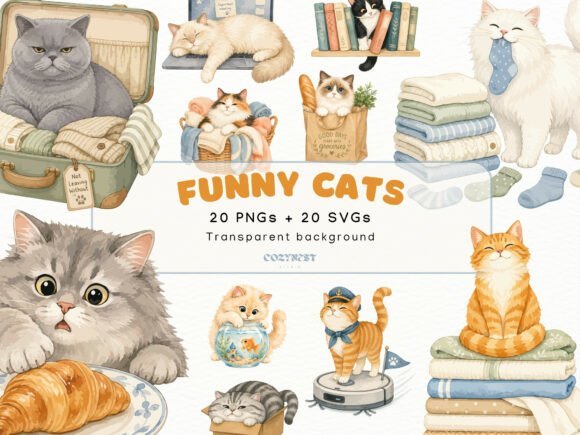 This Cat Clipart Bundle Elevates Editorial Graphics & Illustrations