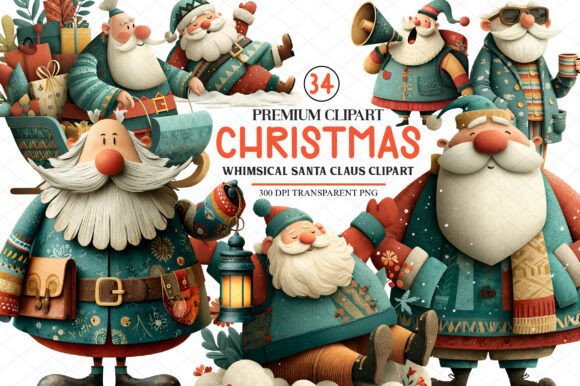 Watercolor Santa Clipart for Your Blog Graphics