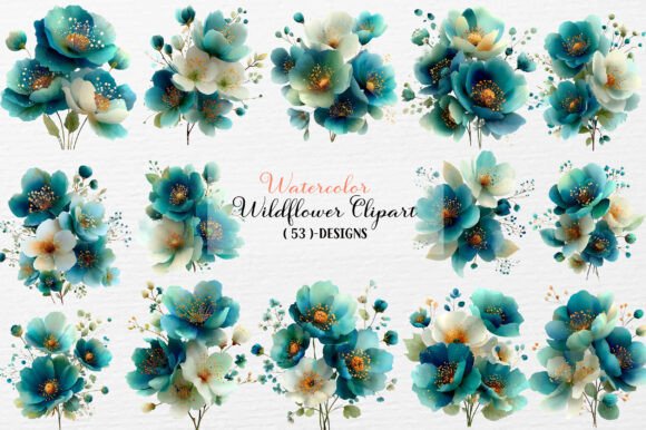 Watercolor Wildflower Graphics for Editorial Illustrations