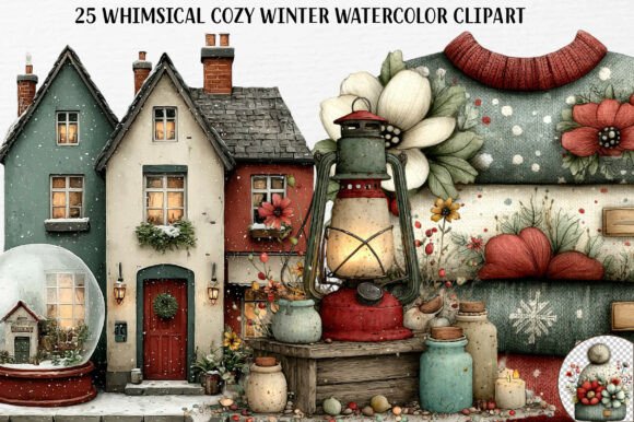 Whimsical Cozy Winter Graphics for Small Business Illustrations